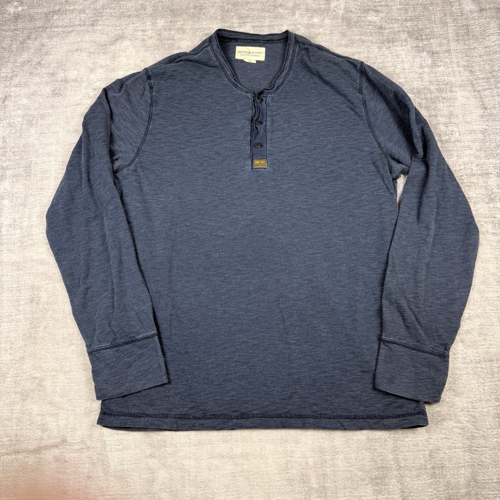Denim & Supply Ralph Lauren Shirt Mens XL Blue Navy Knit Long Sleeve Henley